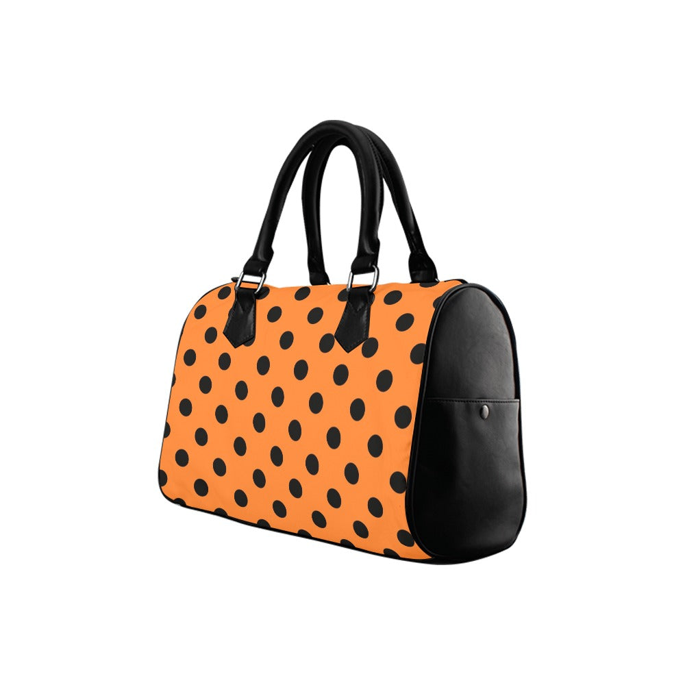 Pumpkin Pop Polka Dot Boston Handbag
