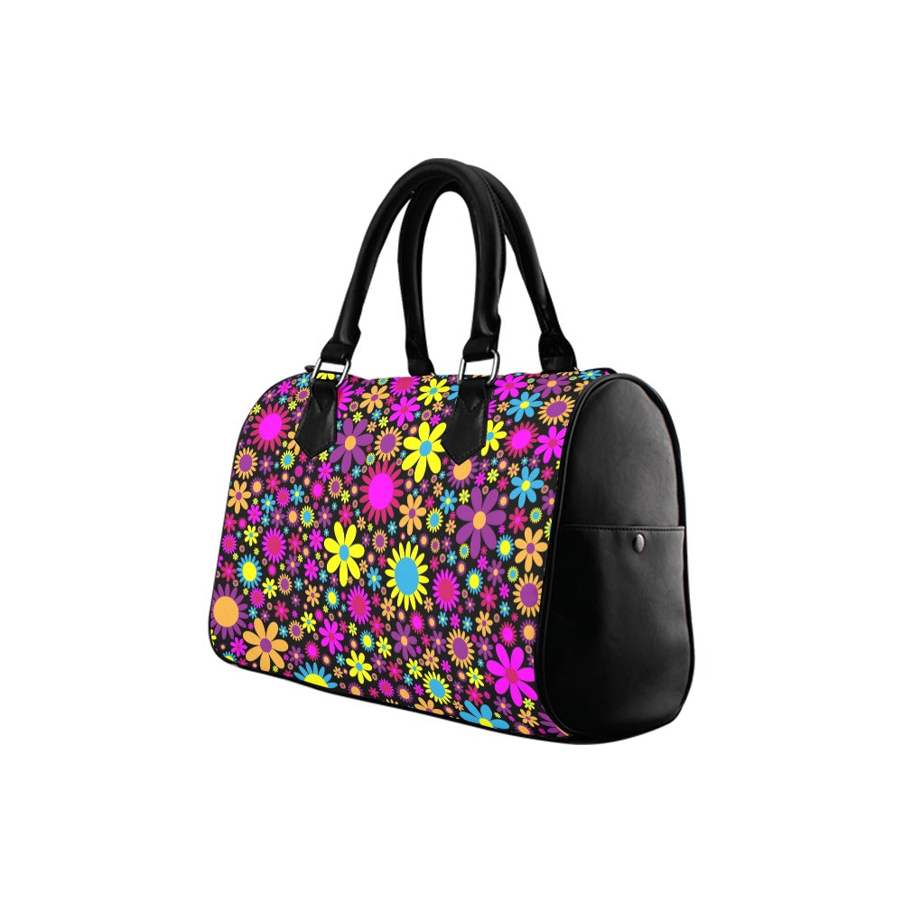 Funky Retro Flowers Boston Handbag - Offbeat Sweetie