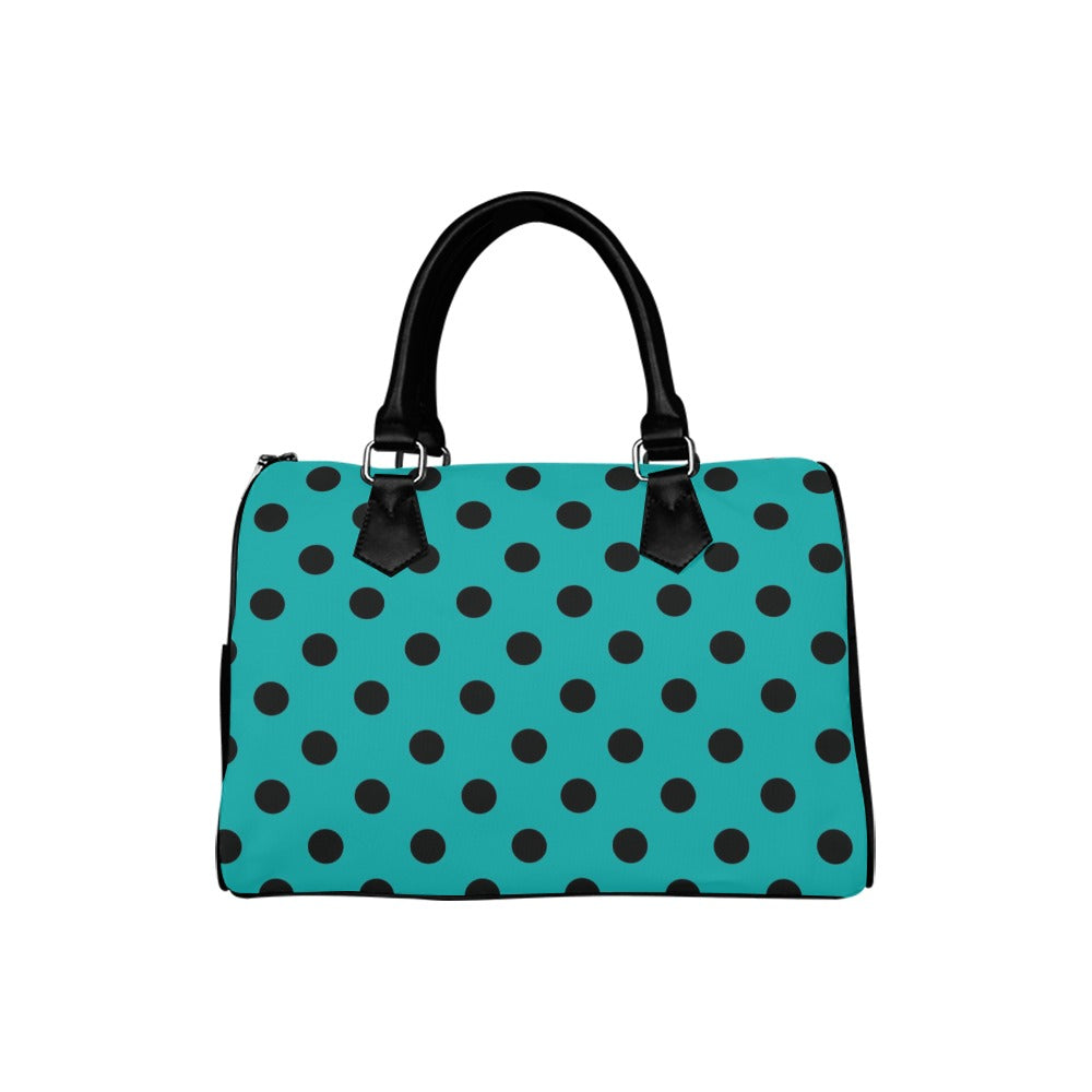Pennyroyal Teal Polka Dot Boston Handbag