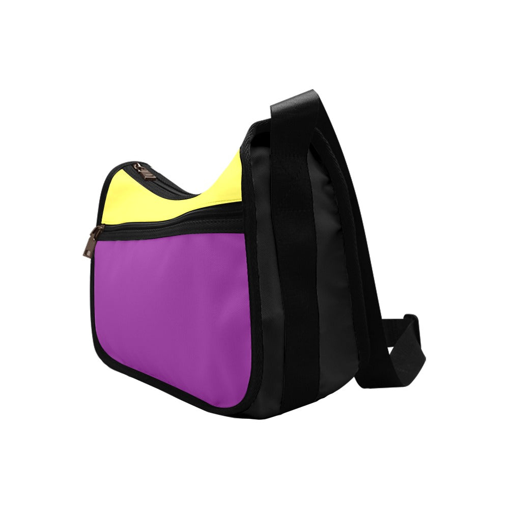 Yellow And Purple Mismatch Crossbody Bag - Offbeat Sweetie