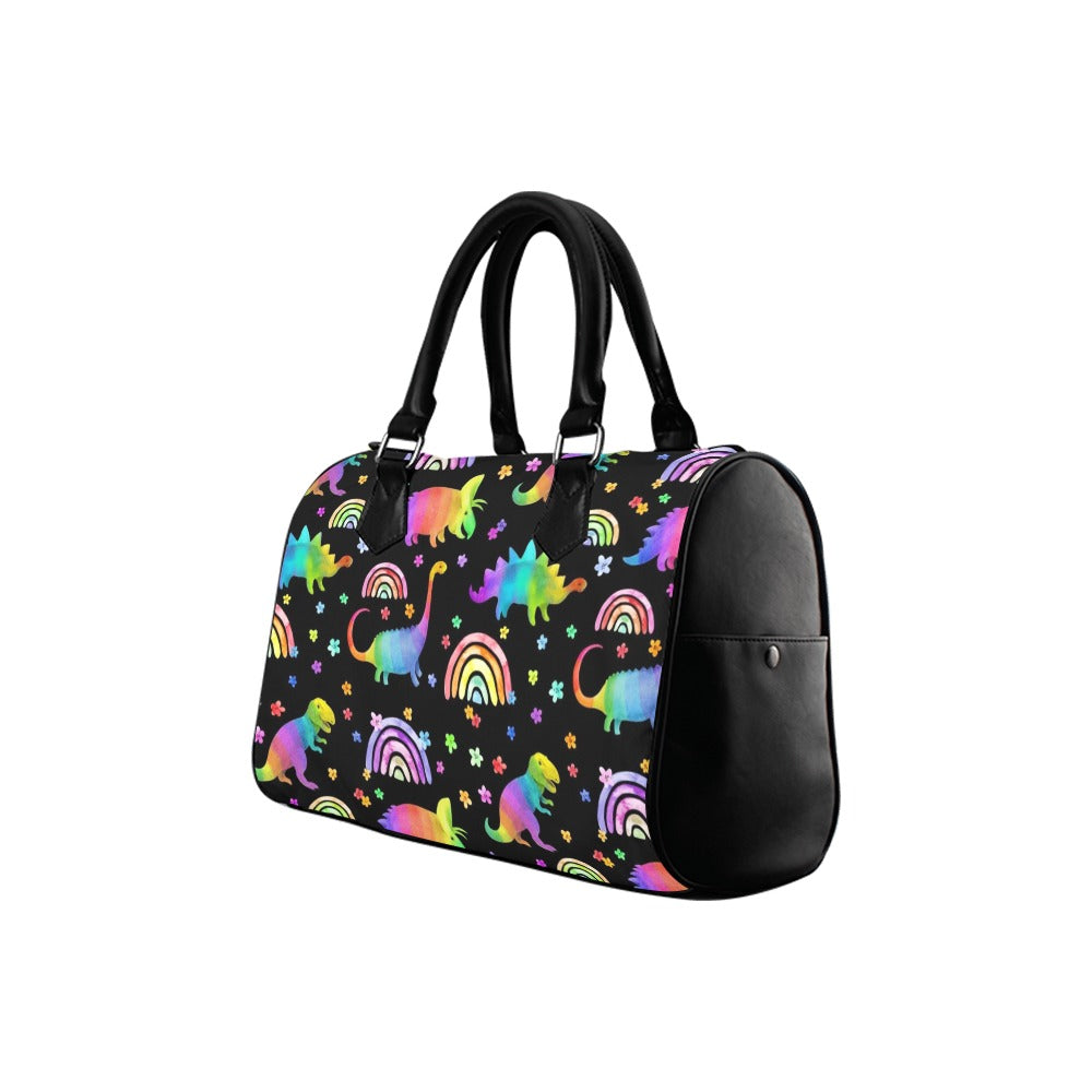Rainbow Dinos Boston Handbag - Offbeat Sweetie