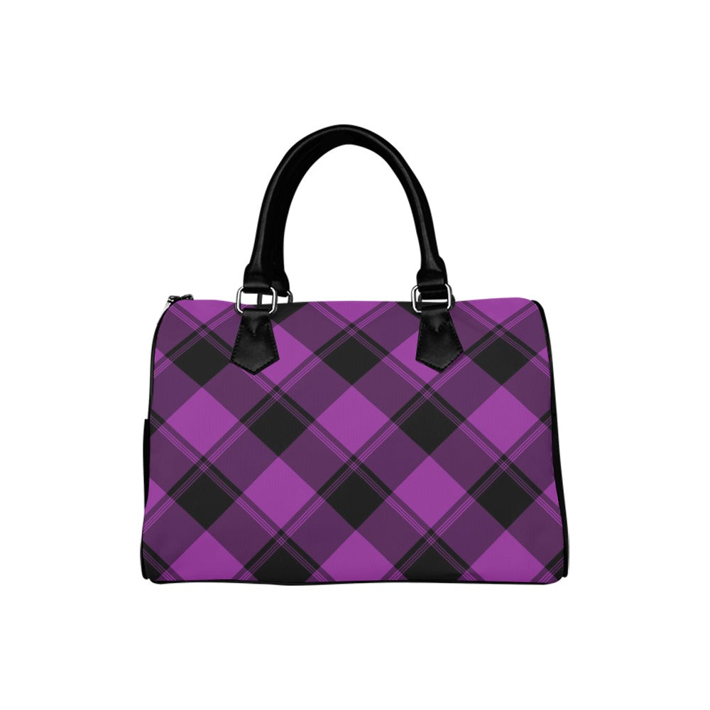 Purple Reign Plaid Boston Handbag