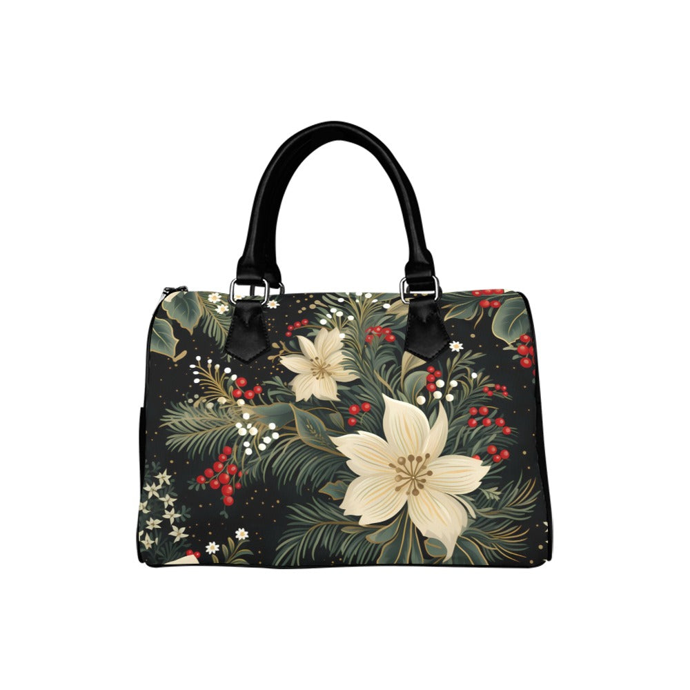Christmas Flora Boston Handbag - Offbeat Sweetie