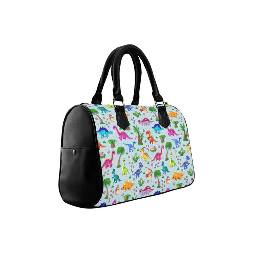 Blue Baby Dinos Boston Handbag - Offbeat Sweetie