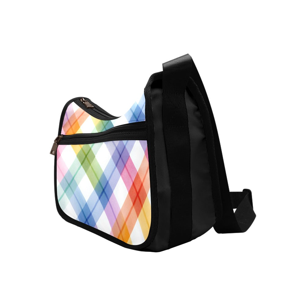 Watercolour Rainbow Plaid Crossbody Bag