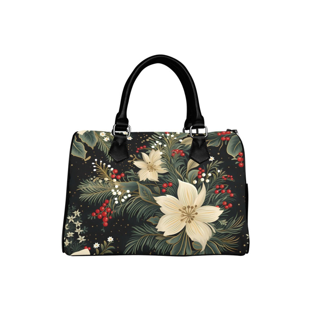 Christmas Flora Boston Handbag - Offbeat Sweetie