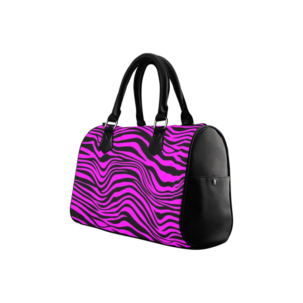 Neon Zebra Fuchsia Boston Handbag