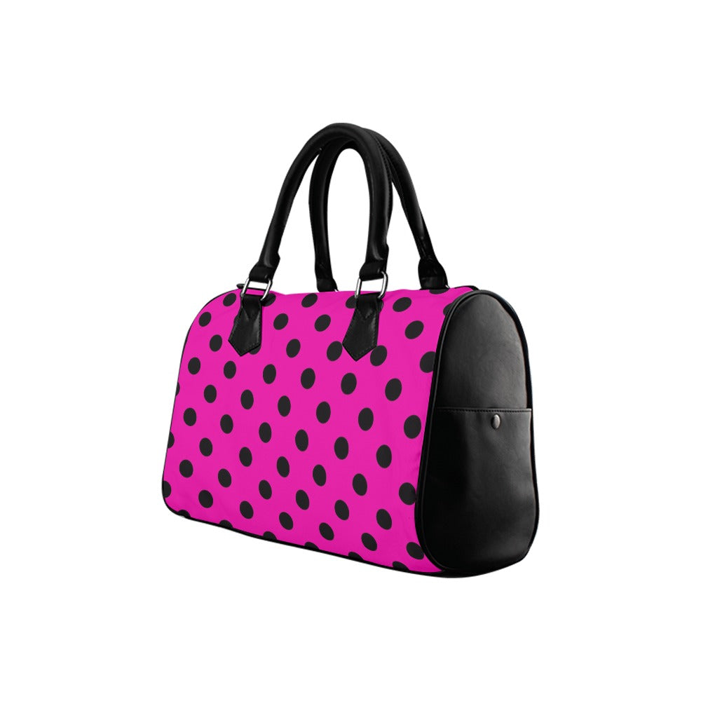 Pretty In Pink Polka Dot Boston Handbag