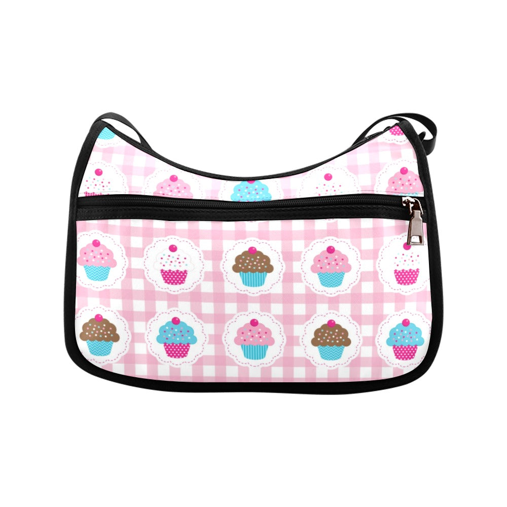 Pink Gingham Cupcakes Crossbody Bag