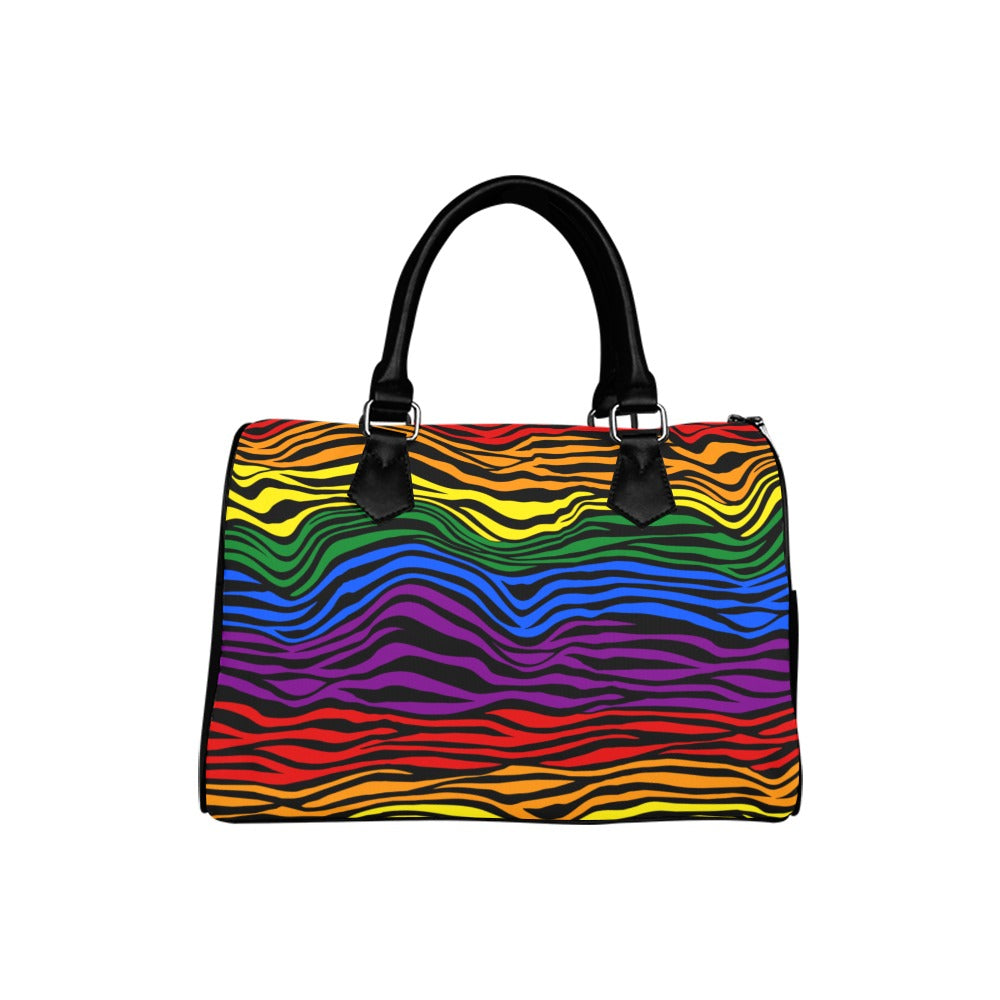 Rainbow Zebra Boston Handbag - Offbeat Sweetie