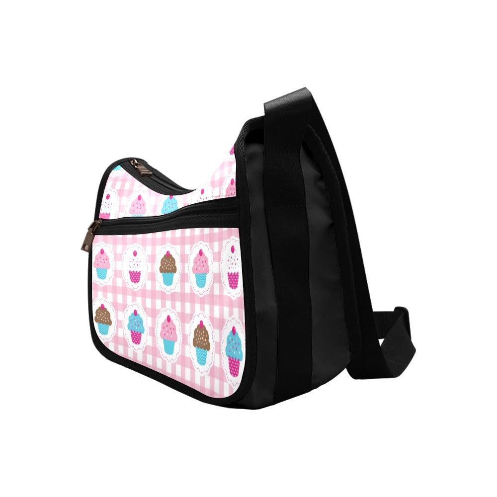 Pink Gingham Cupcakes Crossbody Bag