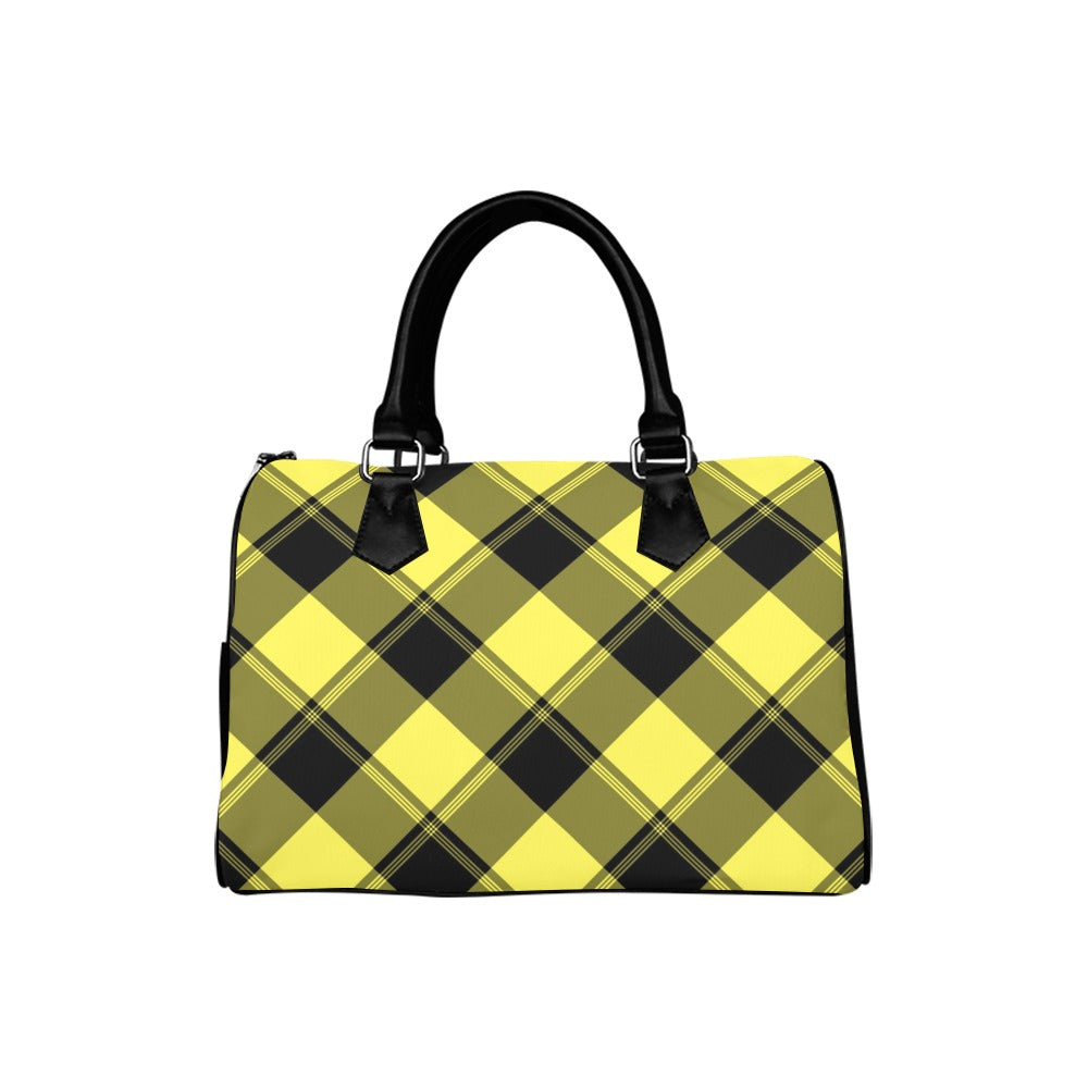 Sunny Yellow Plaid Boston Handbag