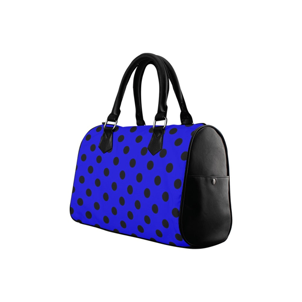 Vivid Blue Polka Dot Boston Handbag