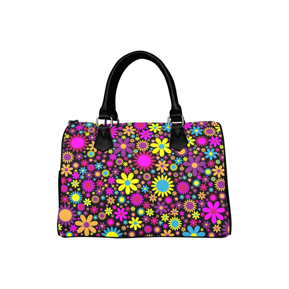 Funky Retro Flowers Boston Handbag - Offbeat Sweetie