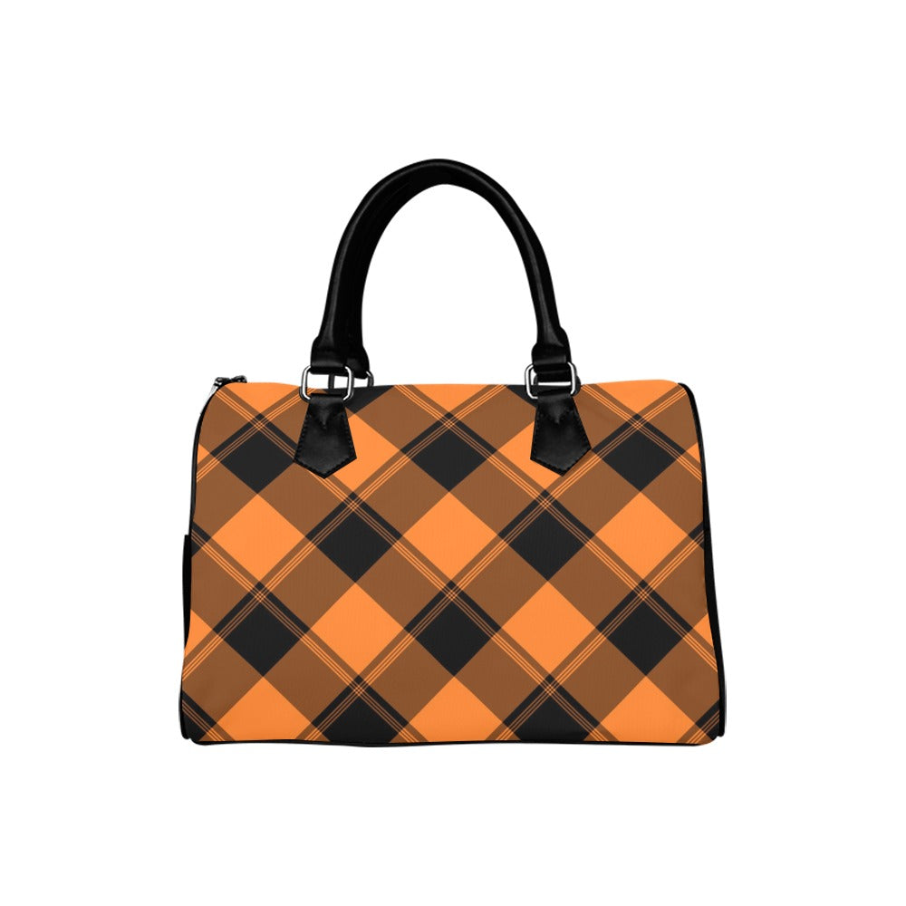 Pumpkin Pop Plaid Boston Handbag