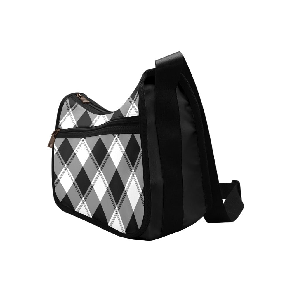 Black And White Plaid Crossbody Bag