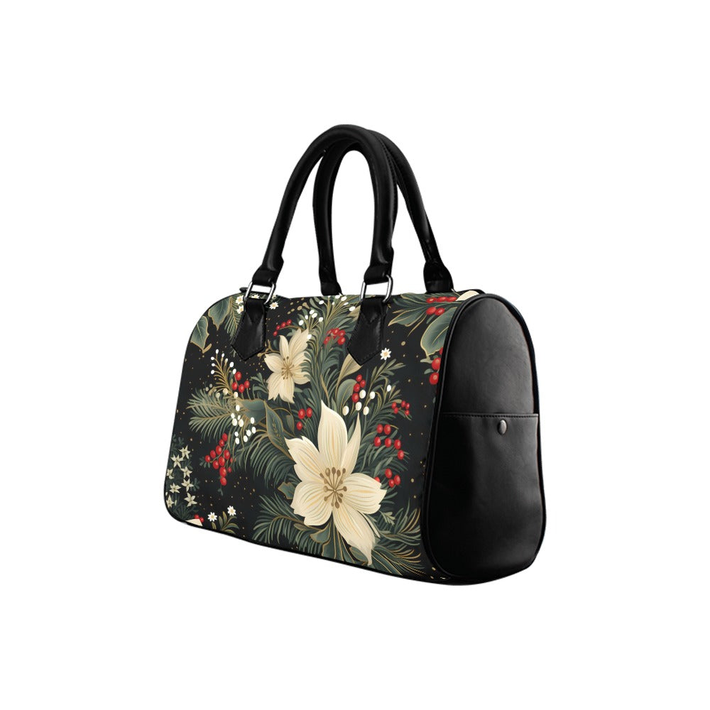 Christmas Flora Boston Handbag - Offbeat Sweetie