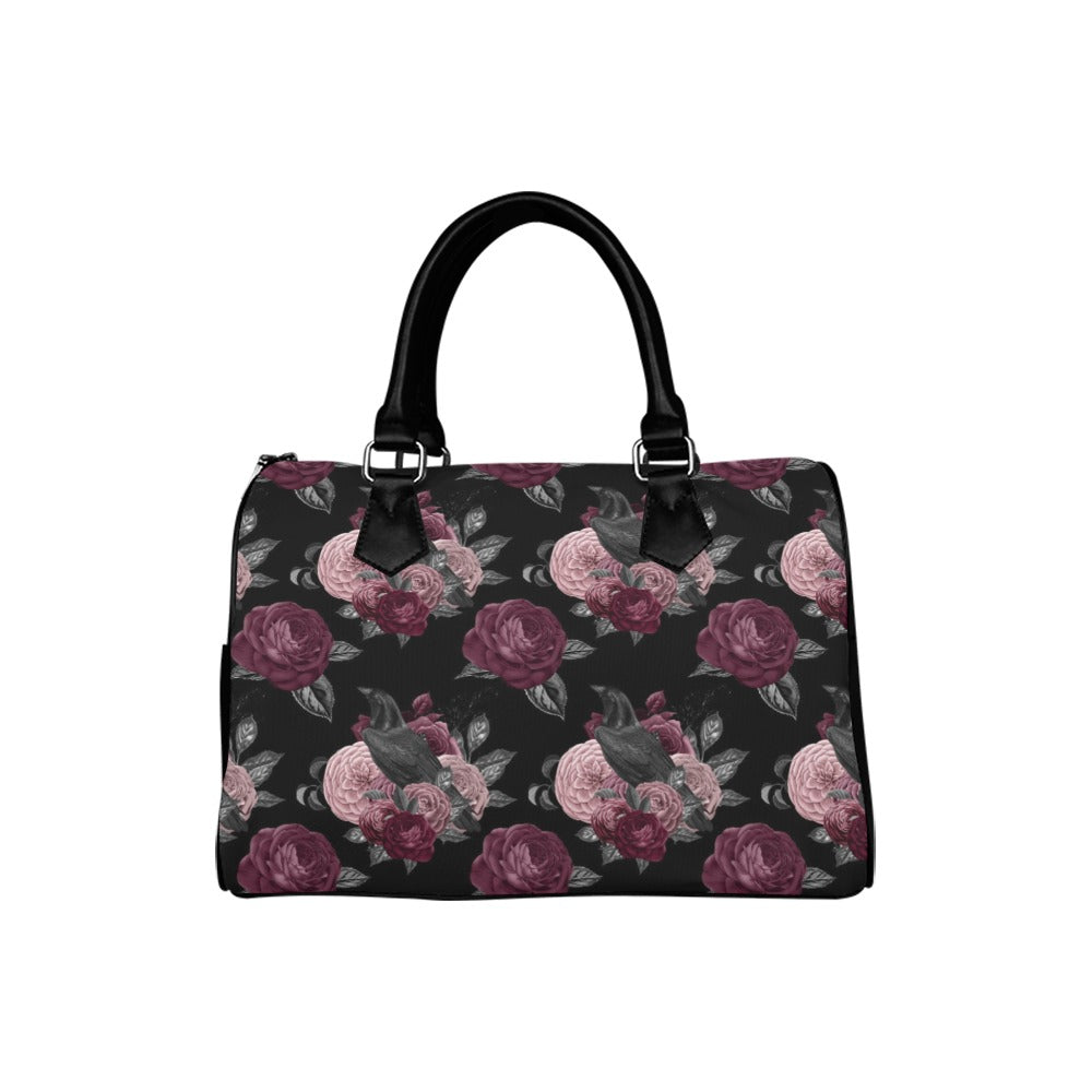 Crows And Roses Boston Handbag - Offbeat Sweetie