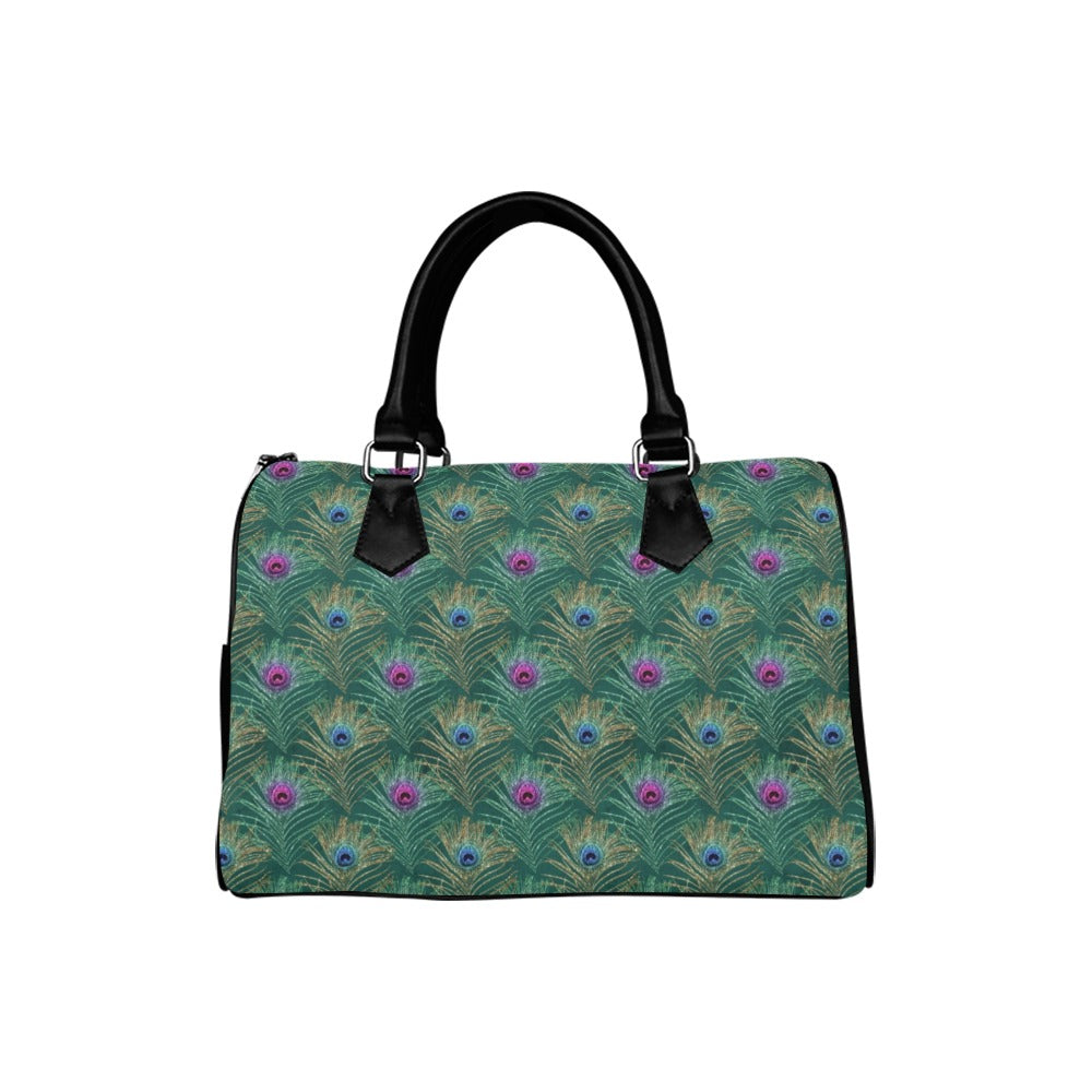 Peacock Feathers Boston Handbag - Offbeat Sweetie