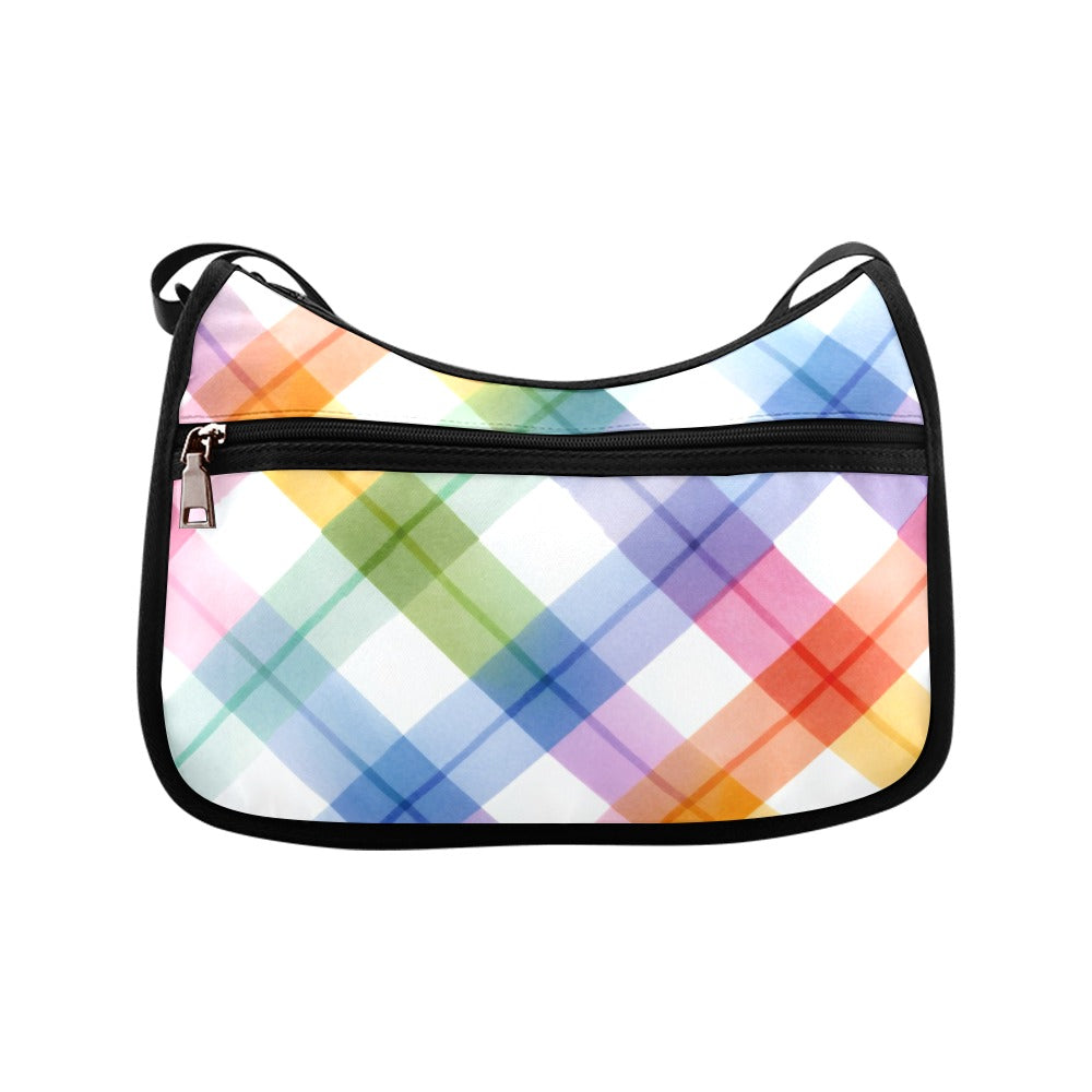 Watercolour Rainbow Plaid Crossbody Bag