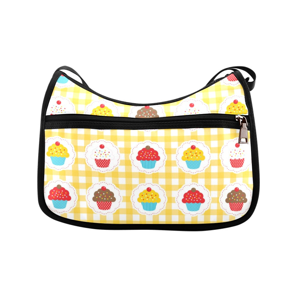 Yellow Gingham Cupcakes Crossbody Bag