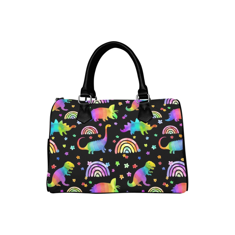 Rainbow Dinos Boston Handbag - Offbeat Sweetie