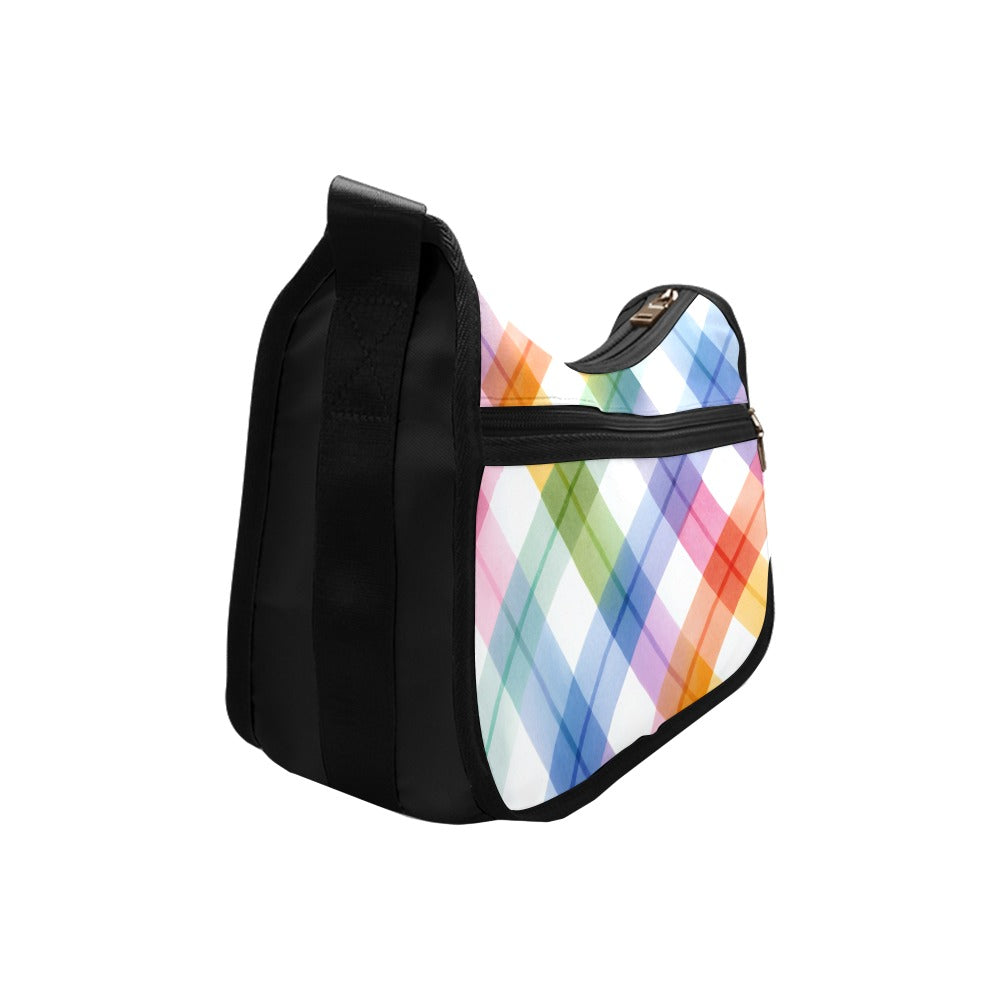Watercolour Rainbow Plaid Crossbody Bag