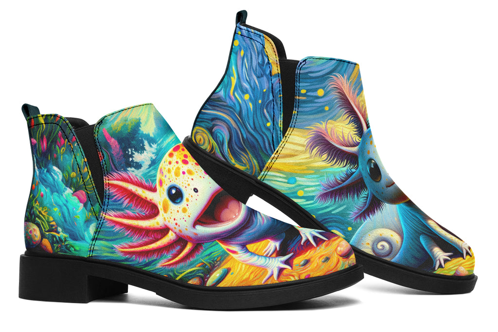 Adorable Axolotls Ankle Boots Offbeat Sweetie
