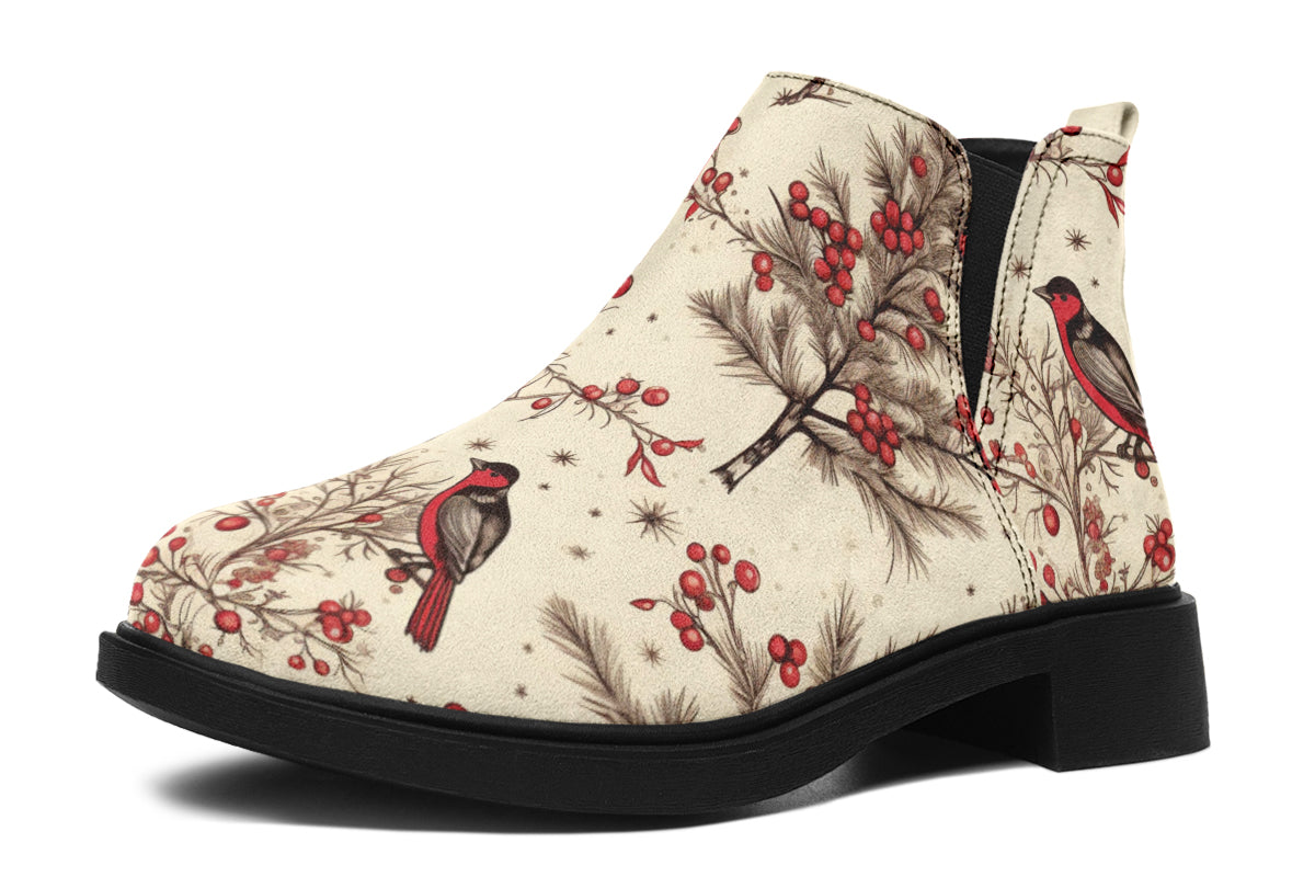 Christmas Birds Ankle Boots Offbeat Sweetie