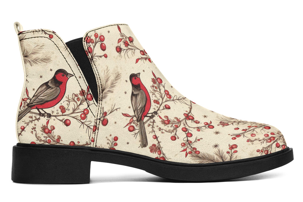 Christmas Birds Ankle Boots Offbeat Sweetie