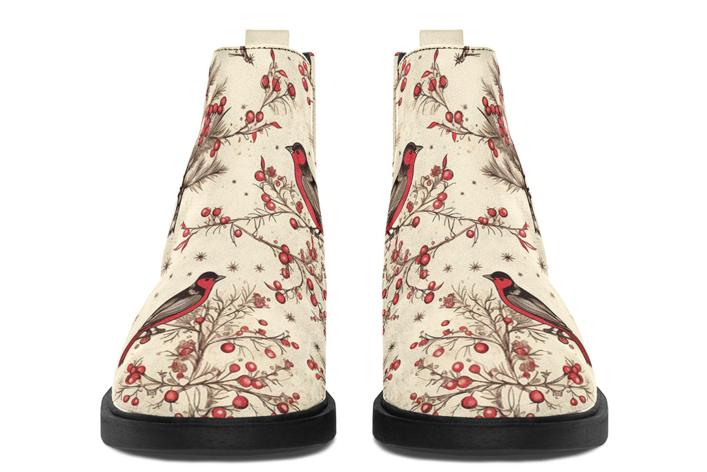Christmas Birds Ankle Boots Offbeat Sweetie