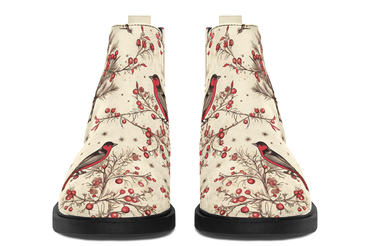 Christmas Birds Ankle Boots Offbeat Sweetie
