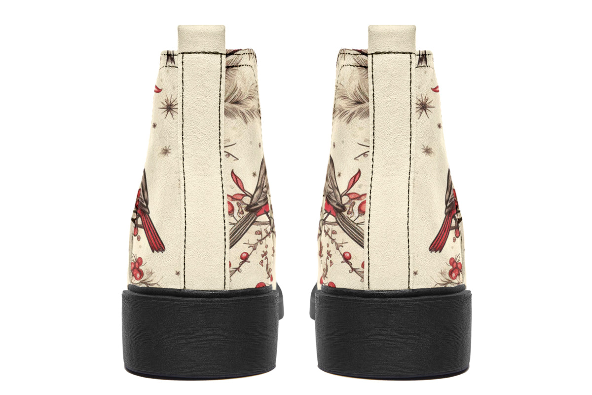 Christmas Birds Ankle Boots Offbeat Sweetie