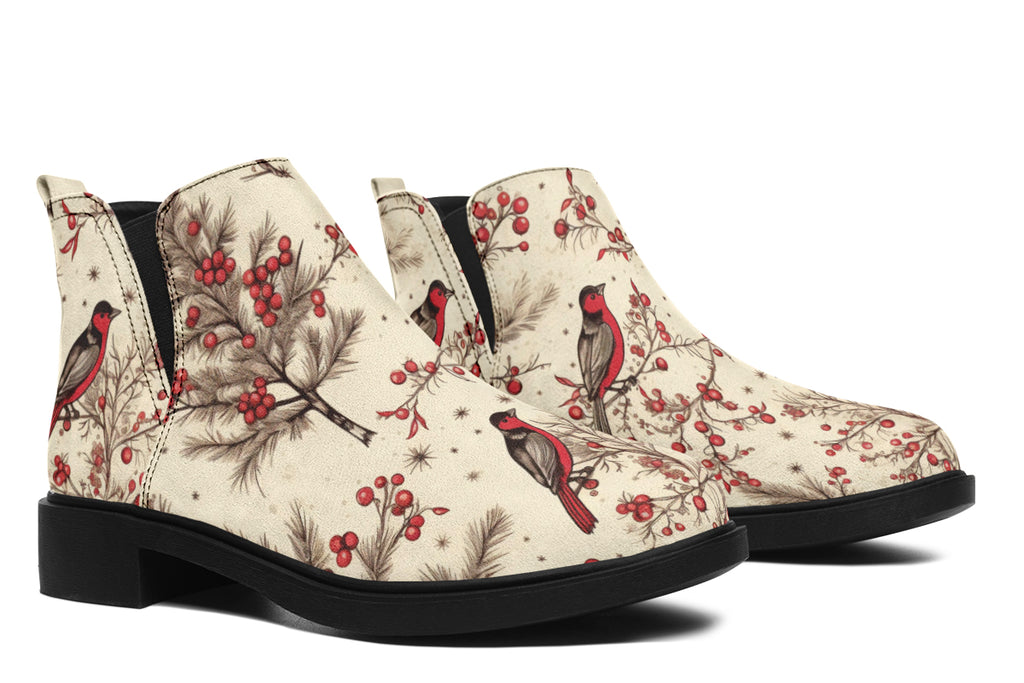 Christmas Birds Ankle Boots Offbeat Sweetie
