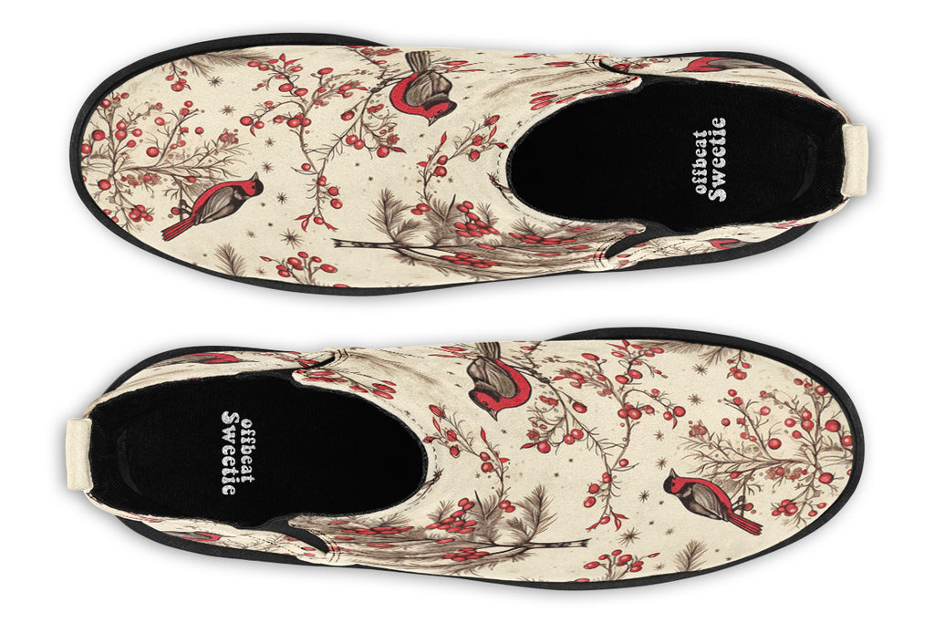 Christmas Birds Ankle Boots Offbeat Sweetie