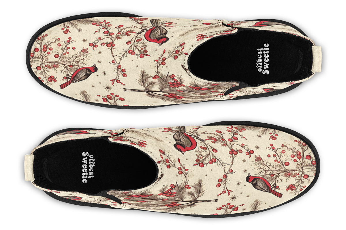 Christmas Birds Ankle Boots Offbeat Sweetie
