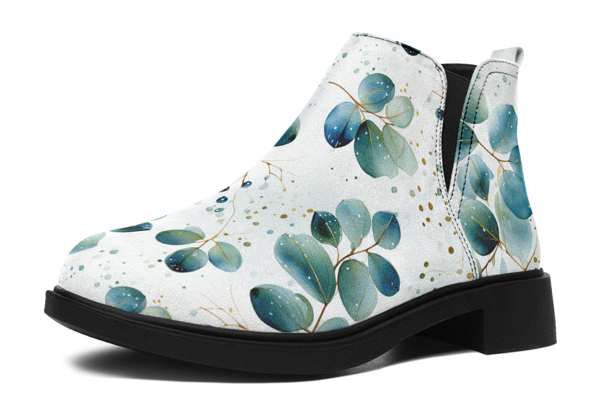 Eucalyptus Leaves Ankle Boots Offbeat Sweetie