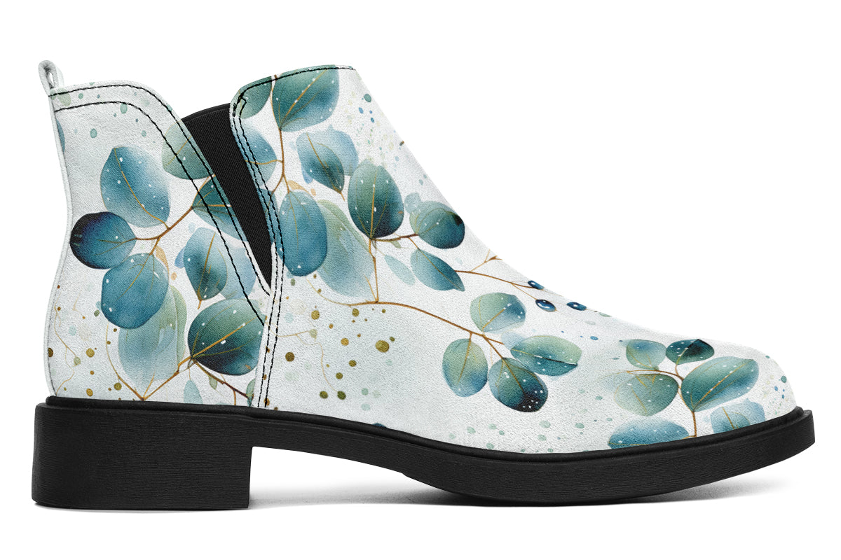 Eucalyptus Leaves Ankle Boots Offbeat Sweetie