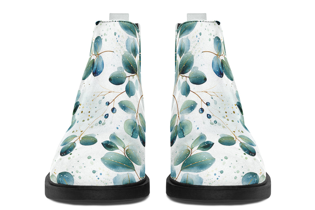 Eucalyptus Leaves Ankle Boots Offbeat Sweetie