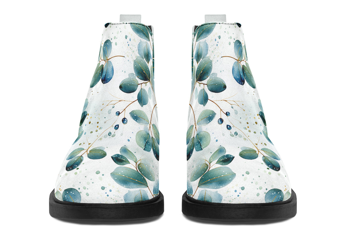 Eucalyptus Leaves Ankle Boots Offbeat Sweetie