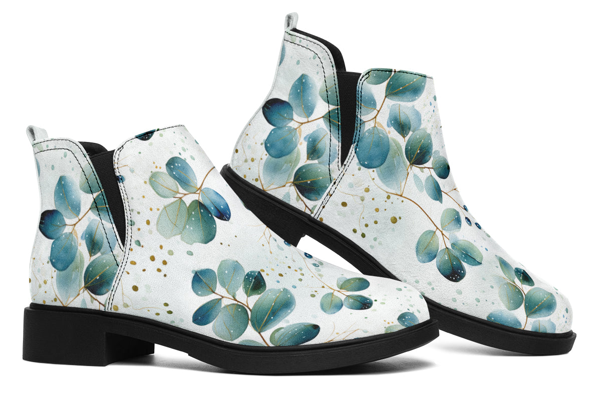 Eucalyptus Leaves Ankle Boots Offbeat Sweetie