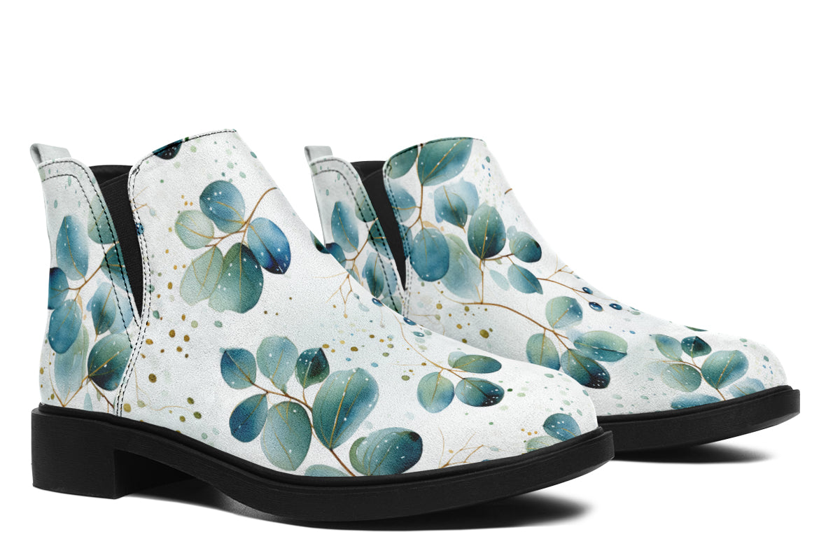 Eucalyptus Leaves Ankle Boots Offbeat Sweetie
