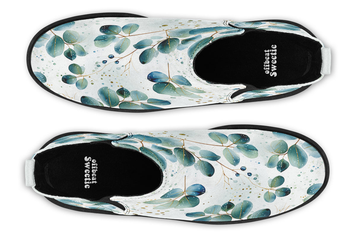 Eucalyptus Leaves Ankle Boots Offbeat Sweetie