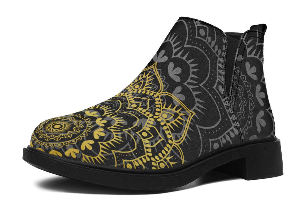 Golden Mandala Ankle Boots Offbeat Sweetie