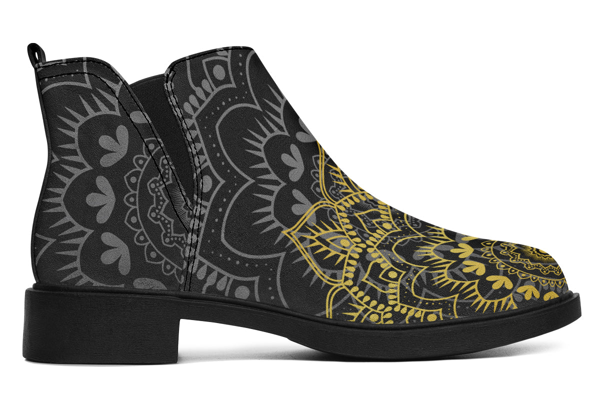 Golden Mandala Ankle Boots Offbeat Sweetie