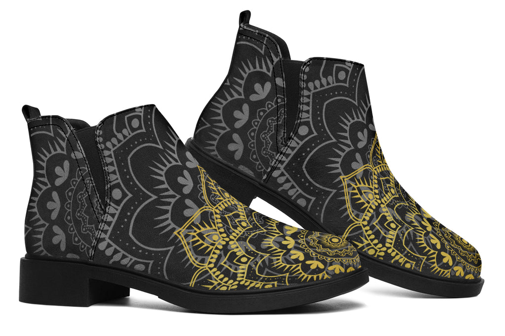 Golden Mandala Ankle Boots Offbeat Sweetie