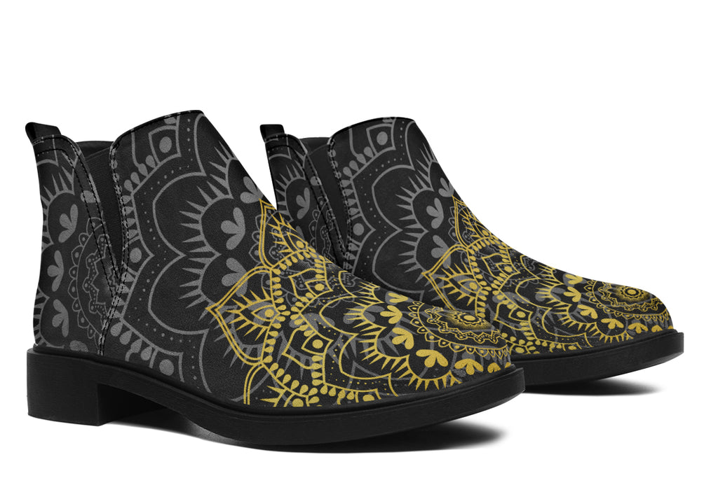 Golden Mandala Ankle Boots Offbeat Sweetie