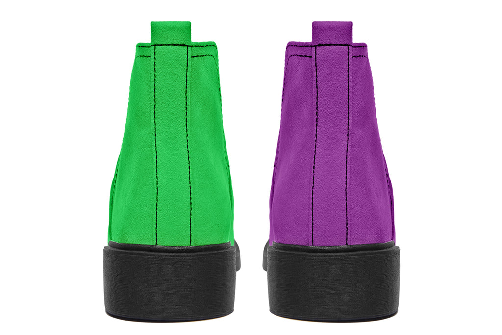 Green And Purple Mismatch Ankle Boots Offbeat Sweetie