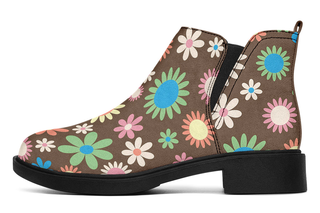 Judy's Flowers Ankle Boots Black Sole Offbeat Sweetie