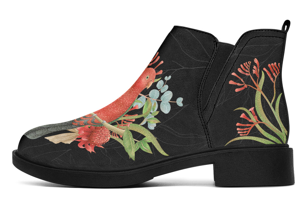 King Parrot Ankle Boots Black Sole Offbeat Sweetie